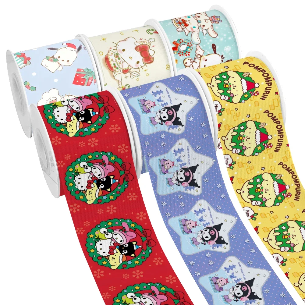 Little Twin Star Christmas Cartoon Melody Sanrio 10yards Character Printed Grosgrain Ribbon for DIY Girl Hair Bows Satin Ribbon