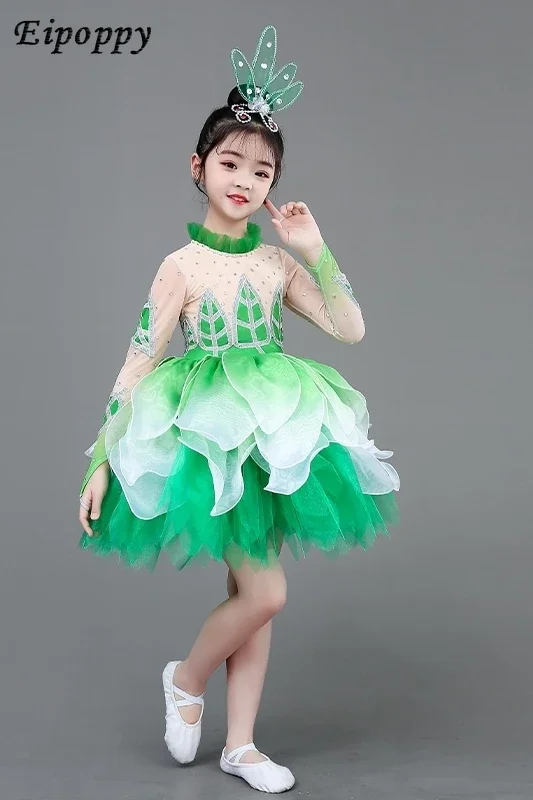 Vestido De Dança Do Luar Da Lagoa De Lótus, Xiaohe Elegante Comportamento Flor Fada Criança Jasmine Blossom