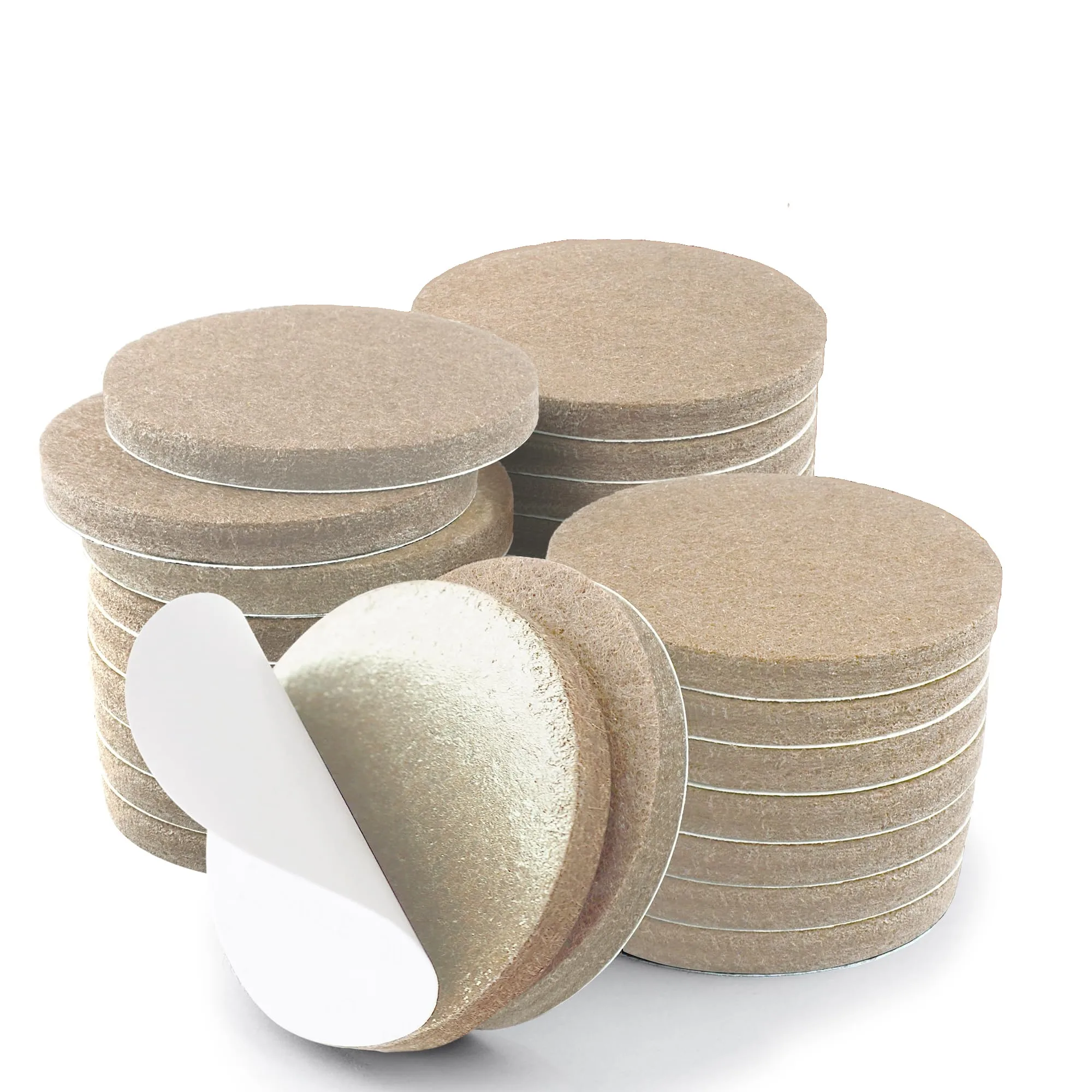 Pack of 24 Heavy Duty Self-Adhesive Felt Furniture Pads, 2-Inch Diameter, Round, Protective Pads for Hardwood Floors