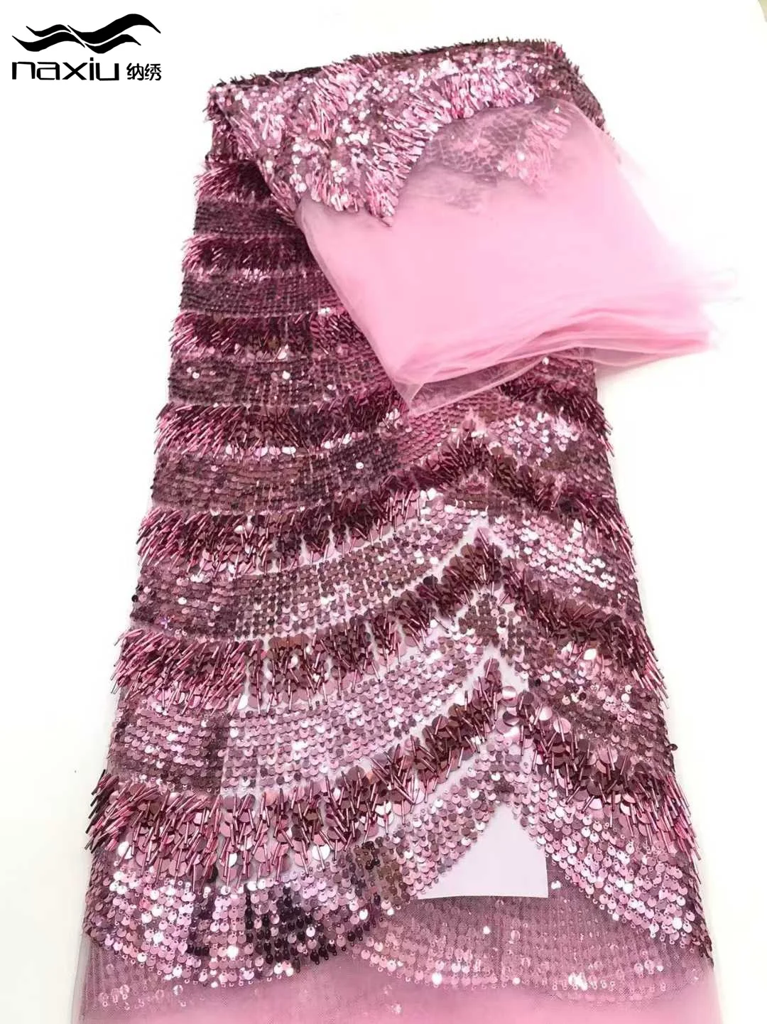 

Madison African French Mesh Beaded Lace Fabric 2026 High Quality Nigeria African Tulle 3d Sequins Lace Fabric For Women Party