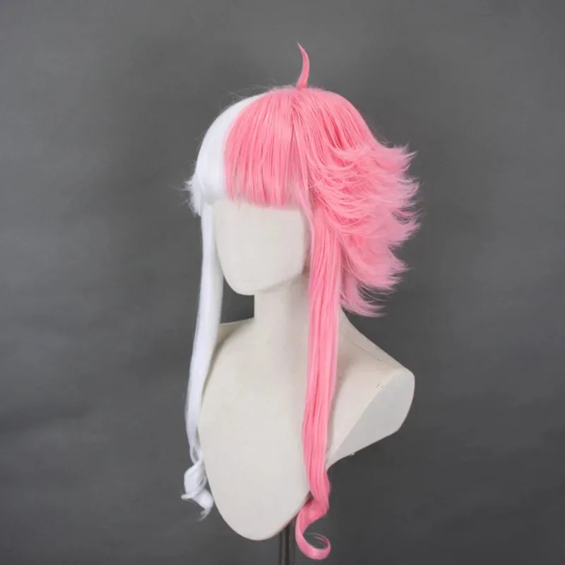 DY20Vegapunk Atlas Cosplay Kostüm Haar Kopfbedeckung Rosa Weiß Blockieren Farbe Styling Perücke25