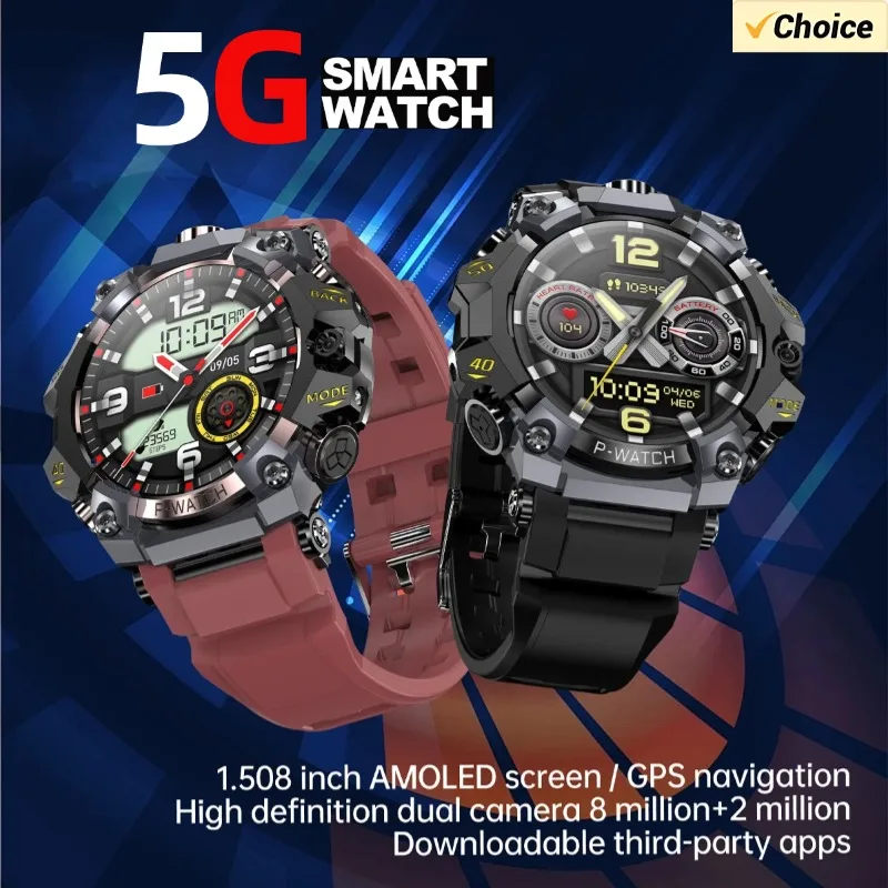 

2025 New 5G Smart watch 1.5inch Amoled HD Screen 800W Dual Camera GPS WIFI Music Watch IP68 Waterproof Smartwatch For Men Women