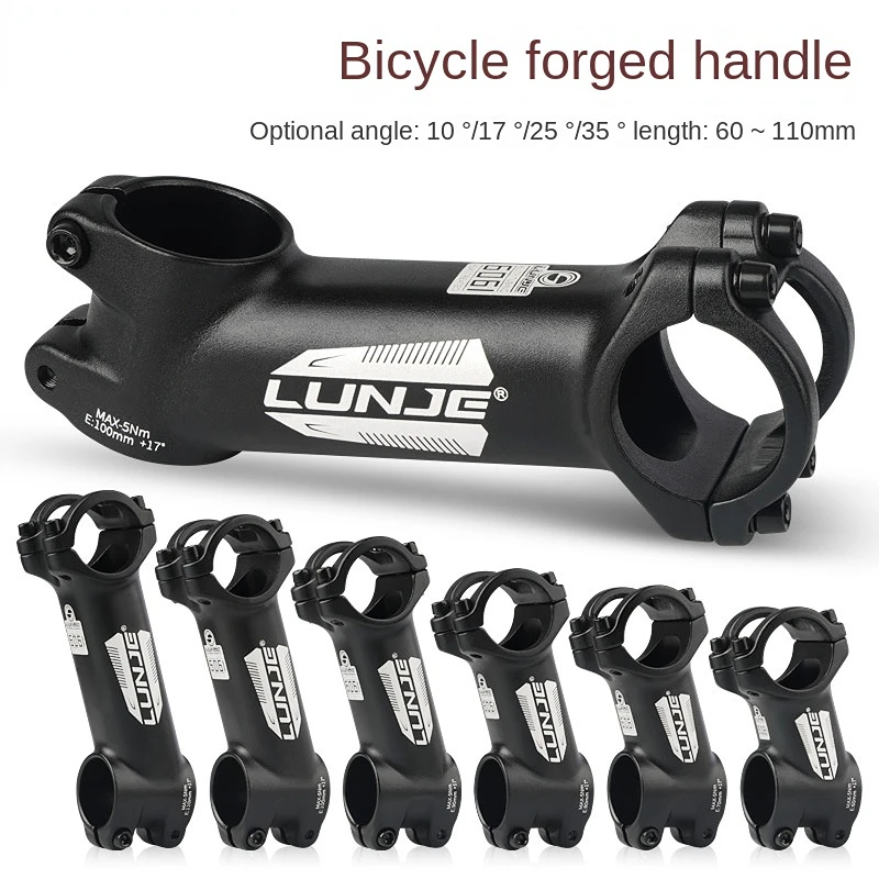 

Fixed Gear Stem Matt Black Road Bike Handle Ultralight Bicycle Part Black Long Stem 10/17/25/35 Degree Stem Handlebar