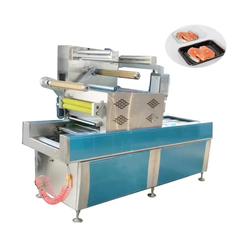 Small Automatic Meat Vacuum Heat Meal Food Tray Packing Sealing Sealer Machine