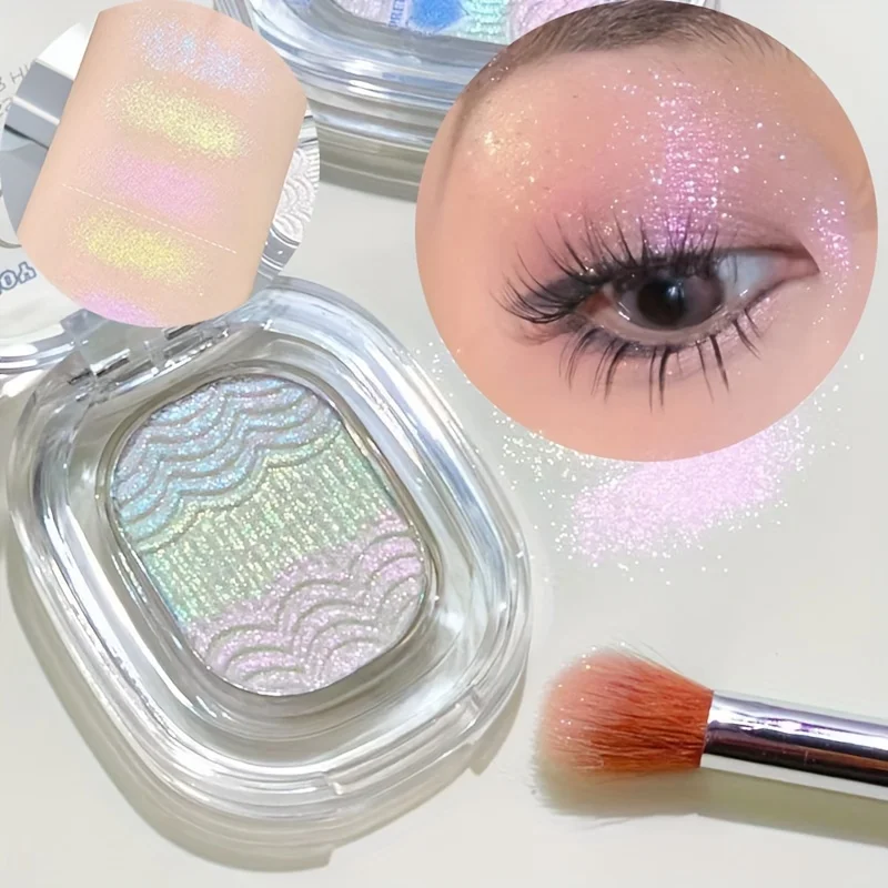 Paleta de sombras camaleão duo-cromo, brilho monochromático e acabamento metálico fosco, sombra de olhos com mudança de cor gradual