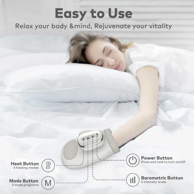 Electric Hand Massager Airbag Compression Vibration Glove Finger Wrist Palm Massage Machine Portable Therapeutic Unisex Gift