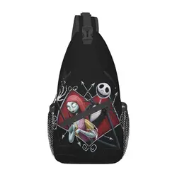 Custom Halloween Skull Jack Sally Sling Bags Tim Burton Christmas Horror Movie Shoulder Chest Crossbody Backpack Hiking Daypack