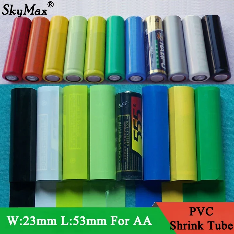 

AA Battery PVC Heat Shrink Tube Width 23mm Length 53mm Insulated Film Wrap Protect Case Pack Wire Cable Sleeve