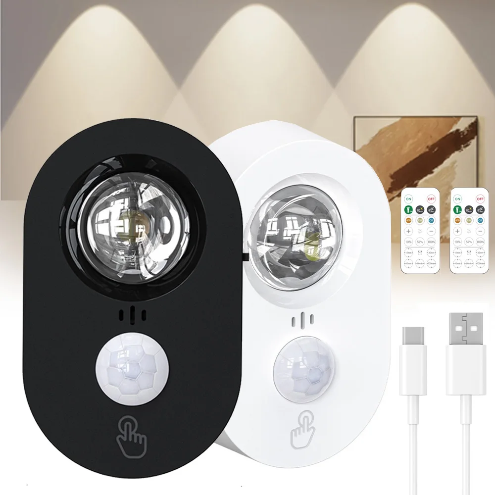 

Night Light With Human Body/Motion Sensor USB Rechargeable 3000K-6500K LED Lamp Remote control For Bedroom Wardrobe Decoration