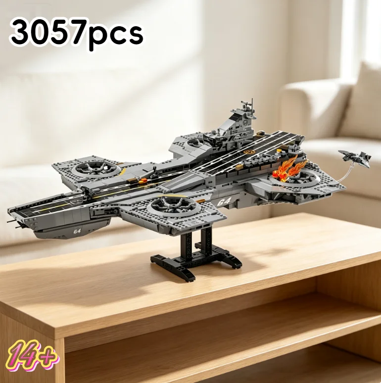 2026 New Arrival Helicarrier Model Building Kit Blocks Bricks Battleship Construction Assemble DIY Idea Toy Adult Birthday Gift