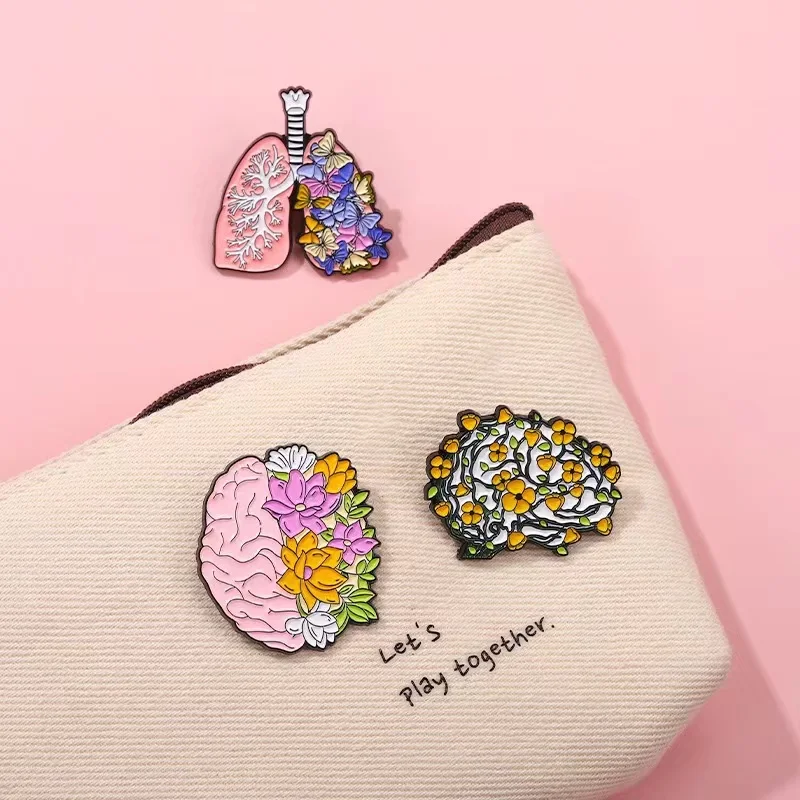 Fun Enamel Pin Organ Brain Heart Decorative Pins Lapel Badges Cartoon Accessories Brooch for Medical School Graduate Doctor Gift