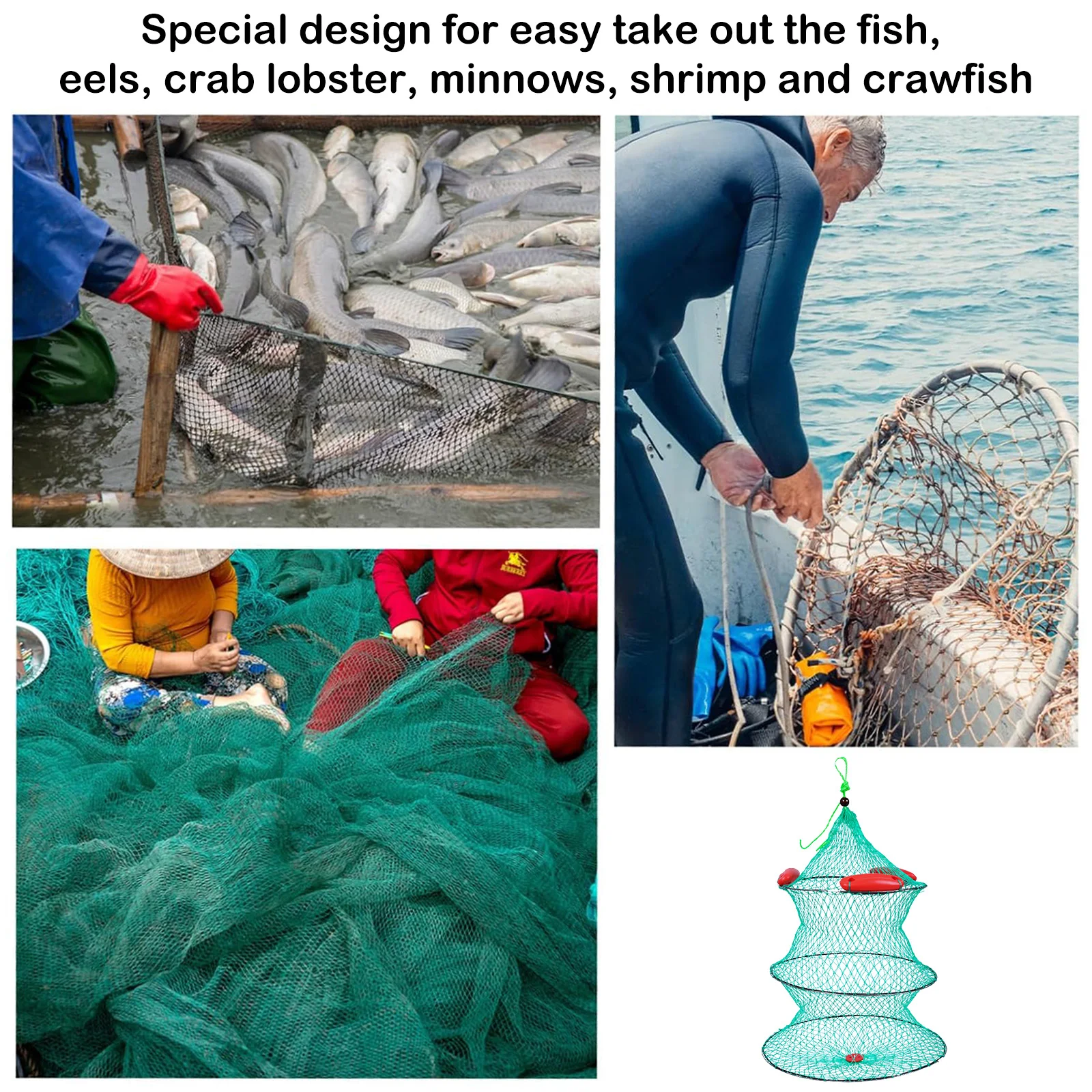 

D40/45/50cm Fishing Net Reservoir Specific Long Bag Fishing Net For Carp Crucian Bighead Tilapia Durable Nylon Live Fish Bag