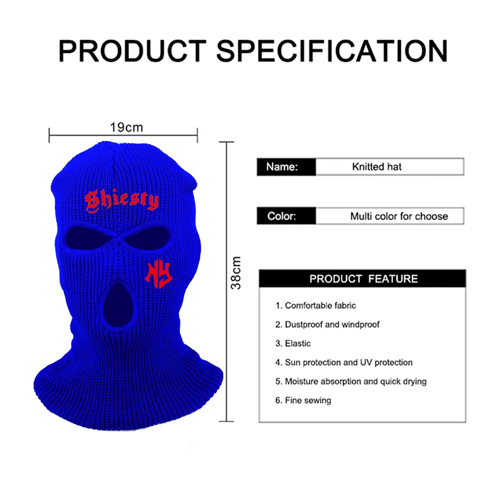 3 ثقوب بالاكلافا غطاء الوجه الكامل قناع التزلج رسالة التطريز قبعة يندبروف متماسكة بيني بونيه الشتاء الدافئة الرياضة قبعة في الهواء الطلق #5