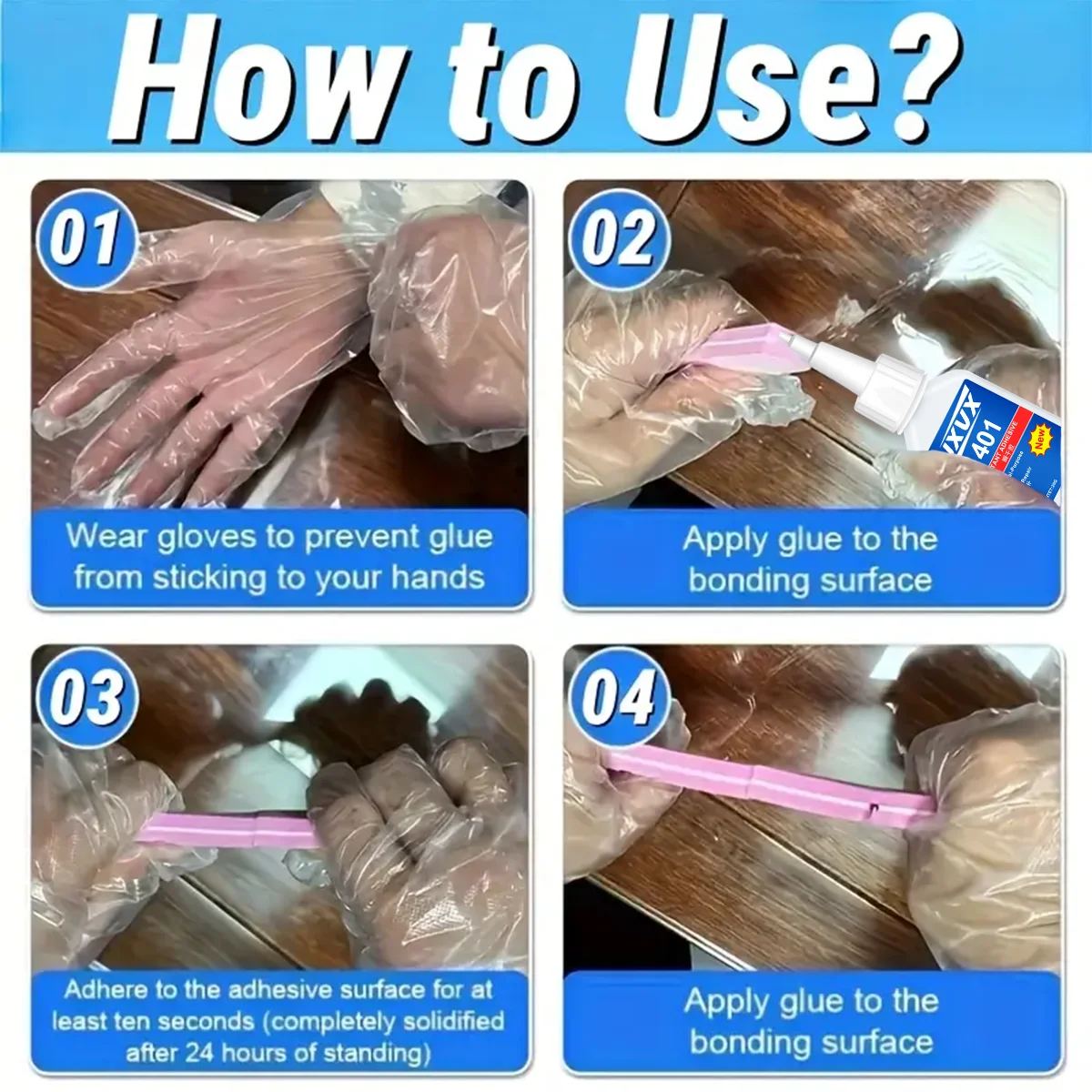 Neuer und aktualisierter 401 Super Acrylate Klebstoff, 5 Sekunden Instant Trocknen, Wasserdichtig, gute Stabilität, Vollklebwerkzeug. Geeignet für Holz, Kunststoff, Keramik, Metall, Gummi usw.