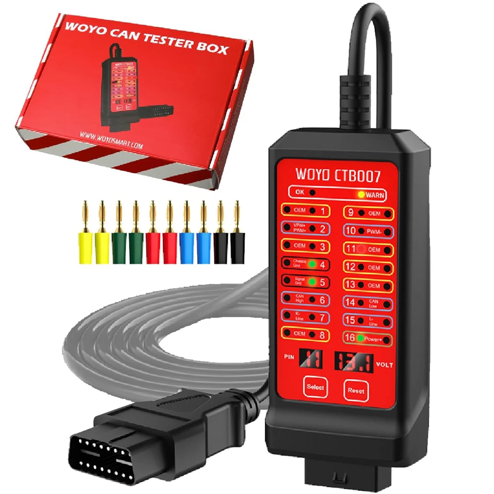 WOYO CTB007 CAN Tester Box 12V And 24V OBD2 Breakout Box with 27/59in Cable for All Car Automotive Diagnostic Tools