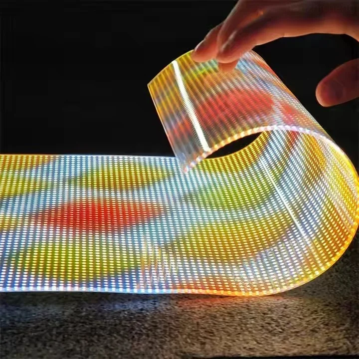 High Brightness Transparent Screen Display Clear Glass Window Transparent Video Wall Flexible Panel LED Screen