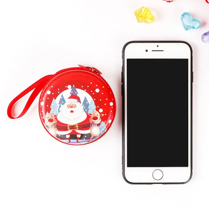 1pcs Cute Christmas Coin Purse Cartoon Kids Girls Wallet Earphone Organizer Box