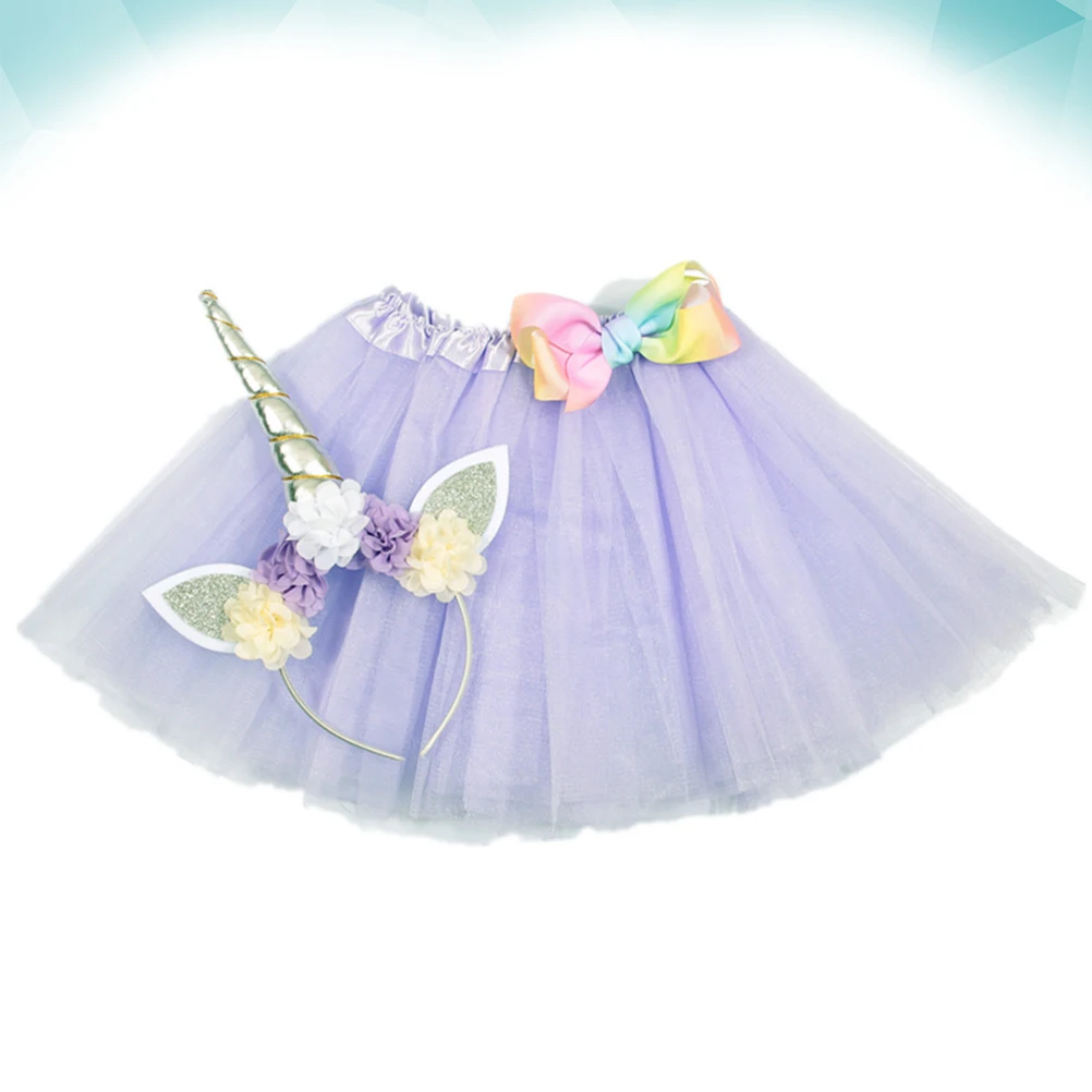 

Unicorn Tutu Headband Set Girls Fairy Costume Kids Dress Party Outfits Unicorn Tutu Skirt Headwear Set Pixie Gathering
