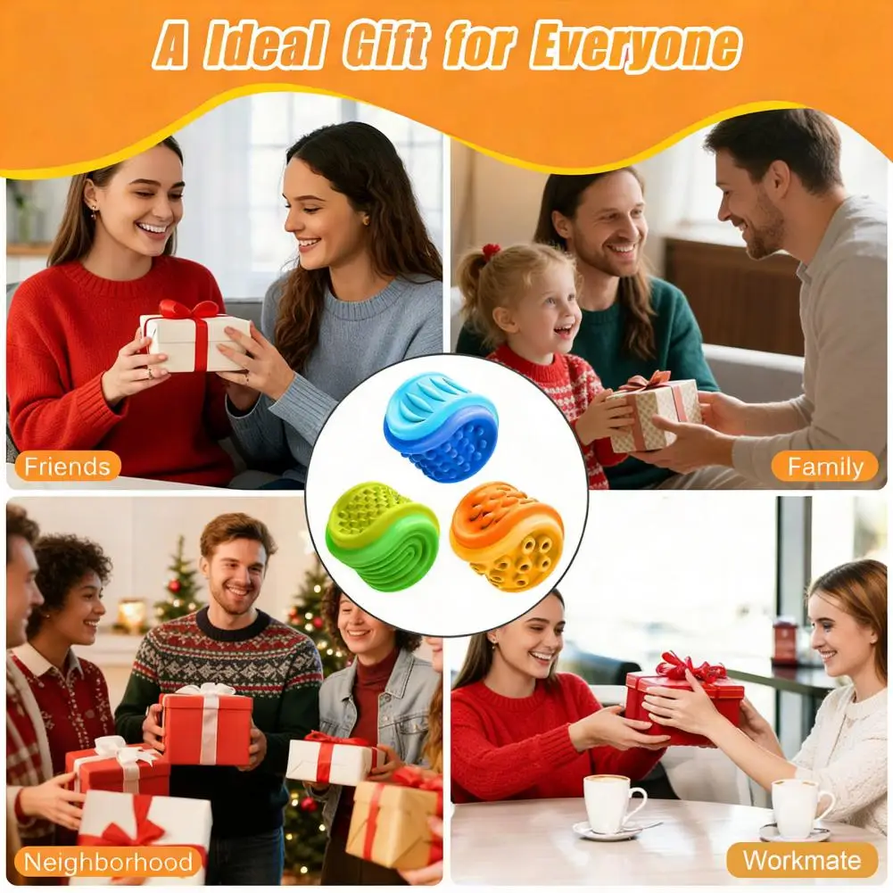 Textured Stone Toy Silicone Stone Fidget Toy Anxiety Relief Textured Ball Portable Worry Stone for Kids Teens Adults Stress