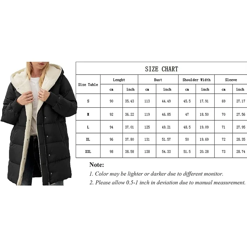 SCY Womens Winter Warm Coats Sherpa Fleece Lined Long Hooded Puffer Jacket