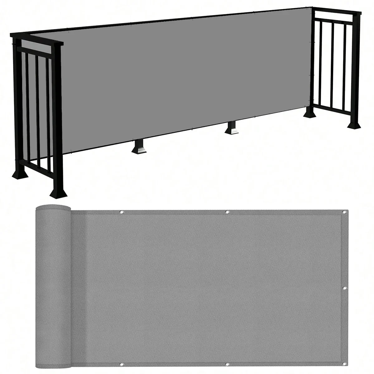 

Balcony Privacy Shade Cloth, Balcony UV Protective Opaque Tarp, Shade Cloth for - Outdoor Patio, Garden Fence, Porch, Gray