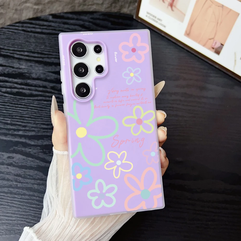 Handyhülle mit Bonbonfarbenmuster für Samsung Galaxy S26 S21 S22 Ultra Plus S25 S24 S23 FE A56 A55 A53 A54 A36 Frühlingsblumen-Cover – Detail 4