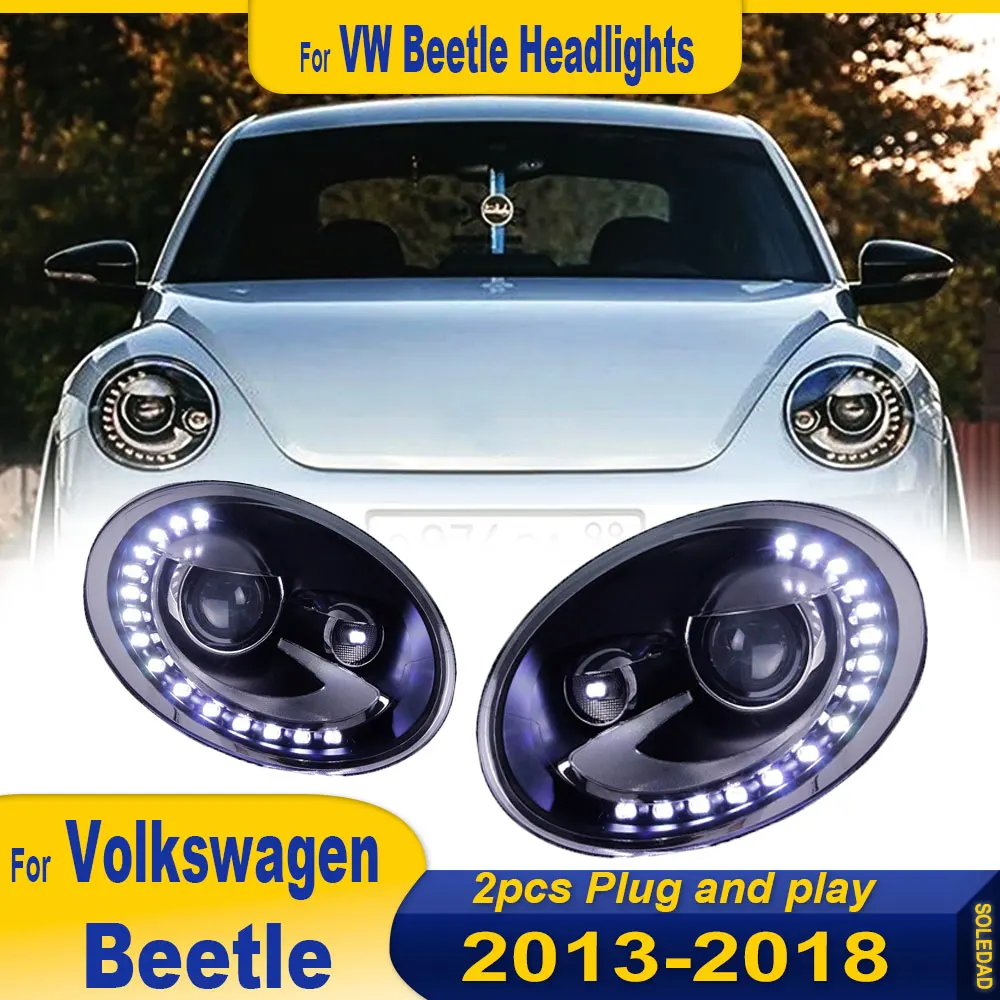 Car Headlight For VW Beetle 2013 2014 2015 2016 2017 2018 LED Car Lamps Daytime Running Lights Dynamic Plug And Play Accessories