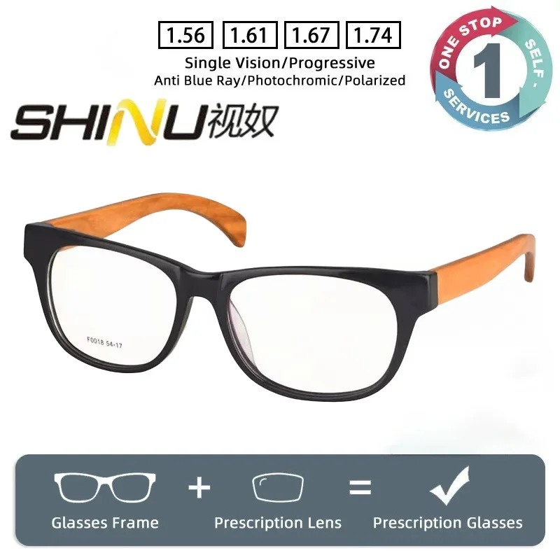 SHINU lunettes de lecture multifocales progressives photochromiques lecteurs bifocales sur Prescription lunettes cadre en bois d'acétate F0018
