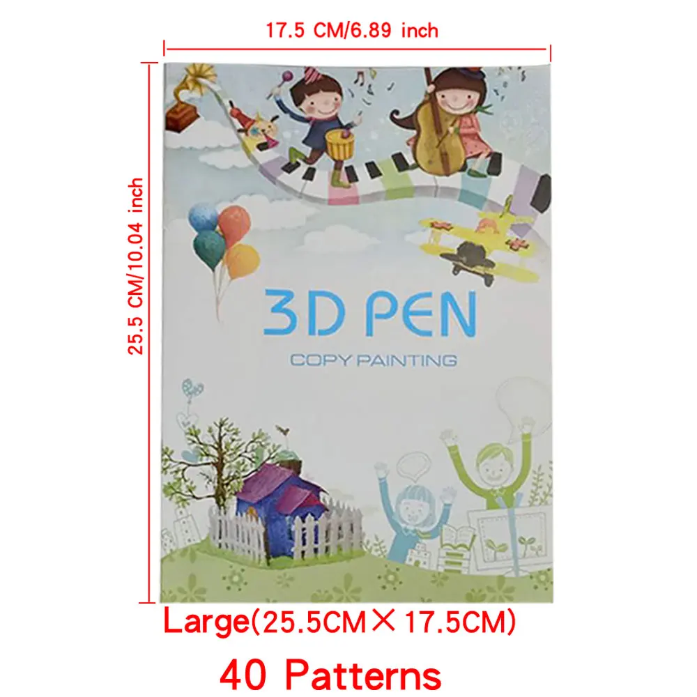 3D Printing Pen Drawing Book Reusable Colorful 22/40 Patterns Thick Paper Clear Plate Painting Template for 3D Pen Kid Gifts