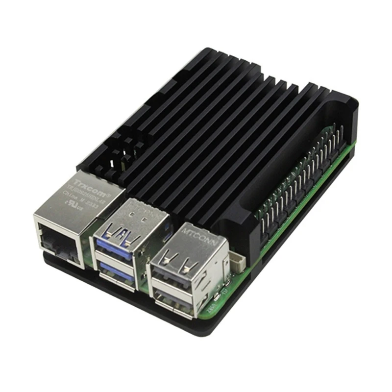 علبة مصنوعة من خليط معدني لمجموعة الغلاف المعدني RPI5، مروحة اختيارية وحافظة مبدد حراري من الألومنيوم