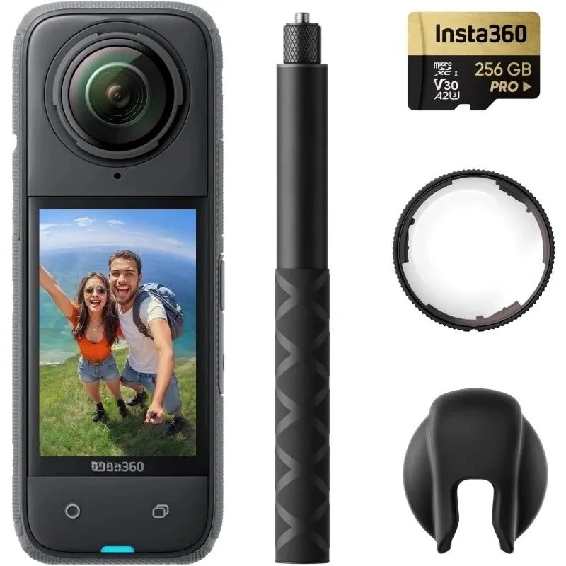 X4 Premium Lens Guards Bundle - K Waterproof Action , 4K Wide-Angle Video, Selfie Stick