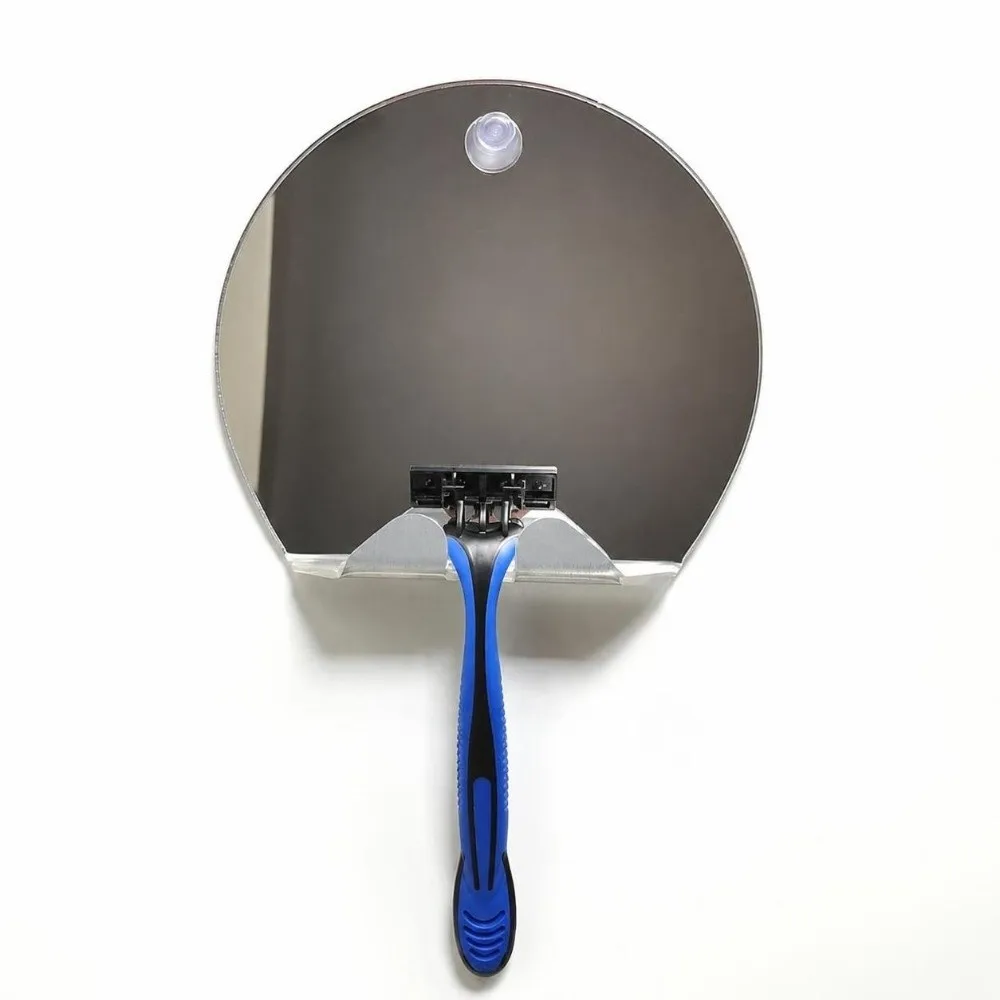 Self-Adhesive Acrylic Shower Mirror Clear Shatterproof Shaving Mirror Suction Cup Razor Holder Bathroom Mirror For Shaving