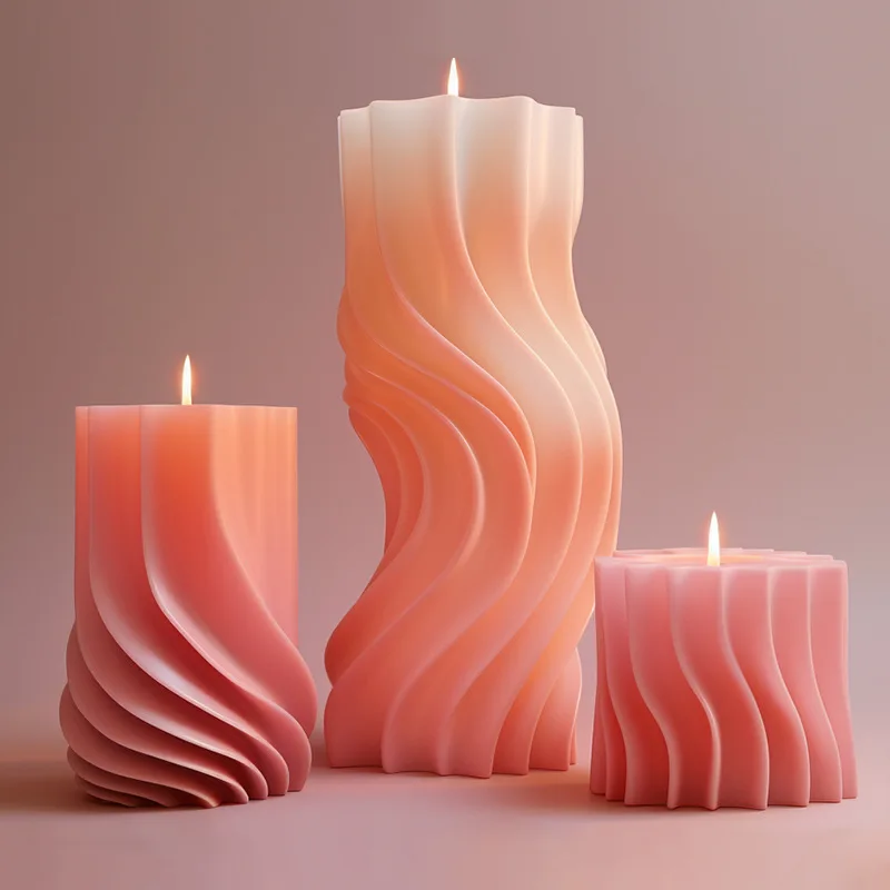 

New Wavy Cylinder Scented Candle Mold - DIY Irregular Geometric Aroma Stone & Decor Craft