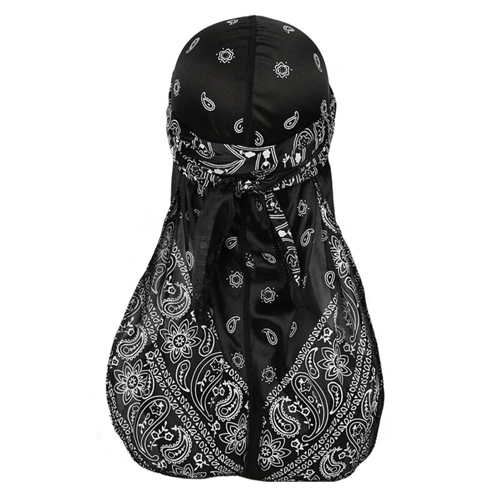 Long Tail Pirate Hat Bandannas Headwraps Cap for Men Satin Sleep Bonnet Turban Cloak