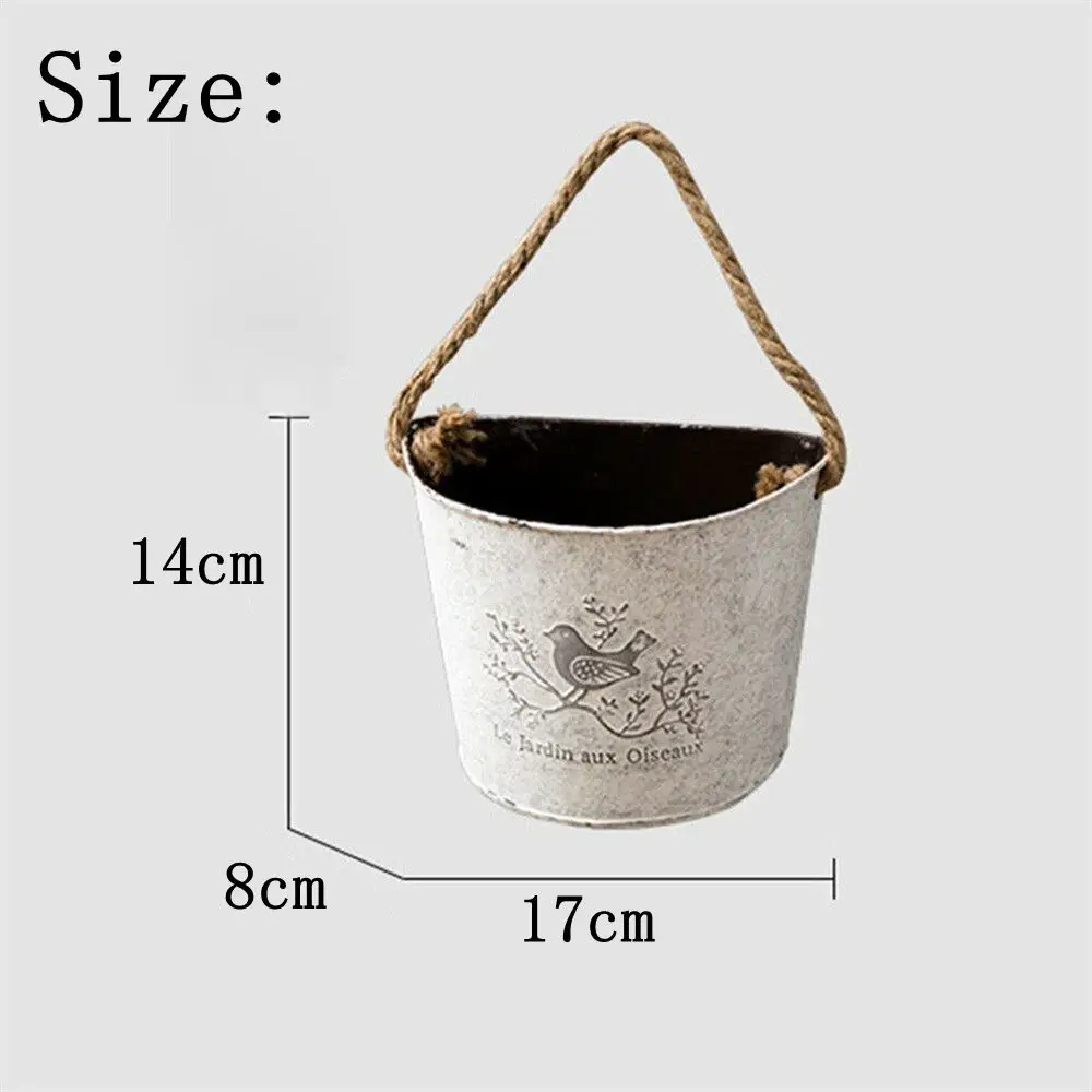 Wall Hanging Planter Plant Pot Flower Basket Garden Succulent Container Metal Iron Flower Holder Home Balcony Garden Decoration