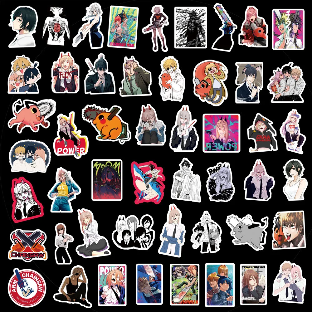 50pcs CHAINSAW MAN series graffiti stickers suitable for helmet desktop wall decoration DIY sticker pack wholesale