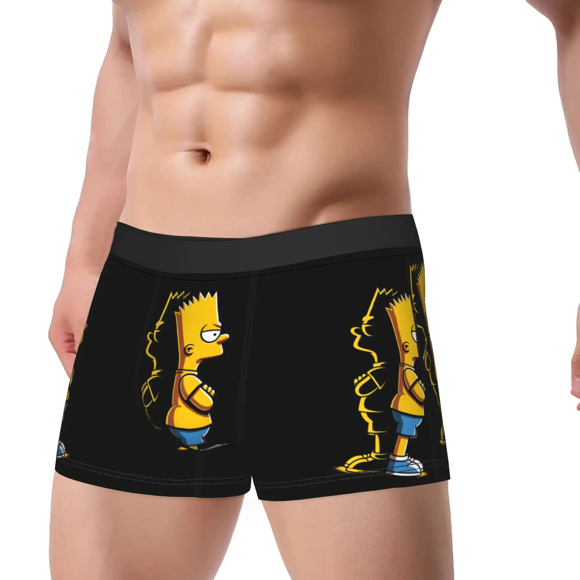 Bart S-Simpsons Character Boxer Brief  Underwear Quality Males Comfortable Trunk Custom Plus Size Panties