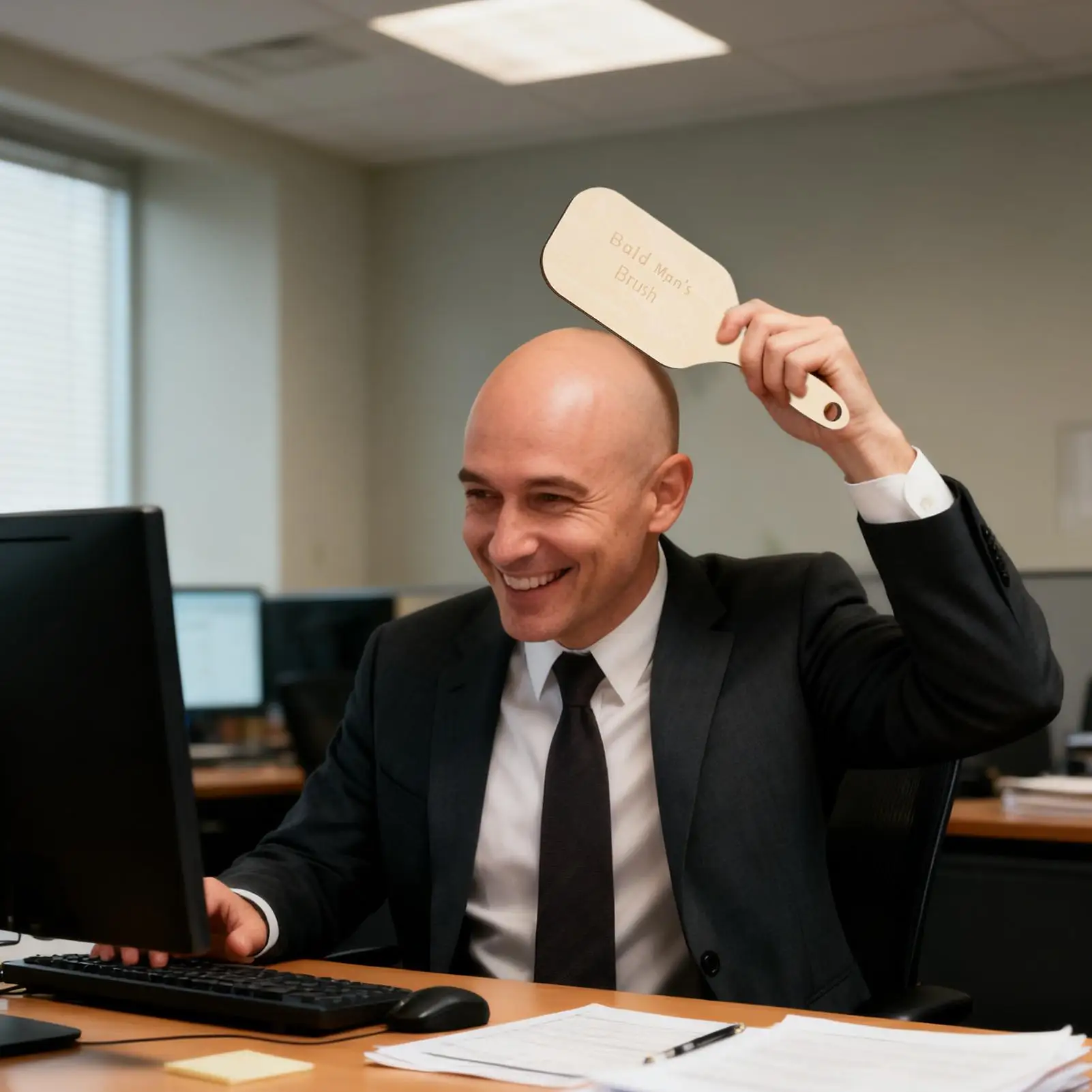 Kreative Glatze Mans Kamm Holz Lustige Pflege Werkzeug Gag Haarlose Pinsel Streich Kamm Set Spaß Erwachsene Glatze Haarpflege Styling Werkzeug