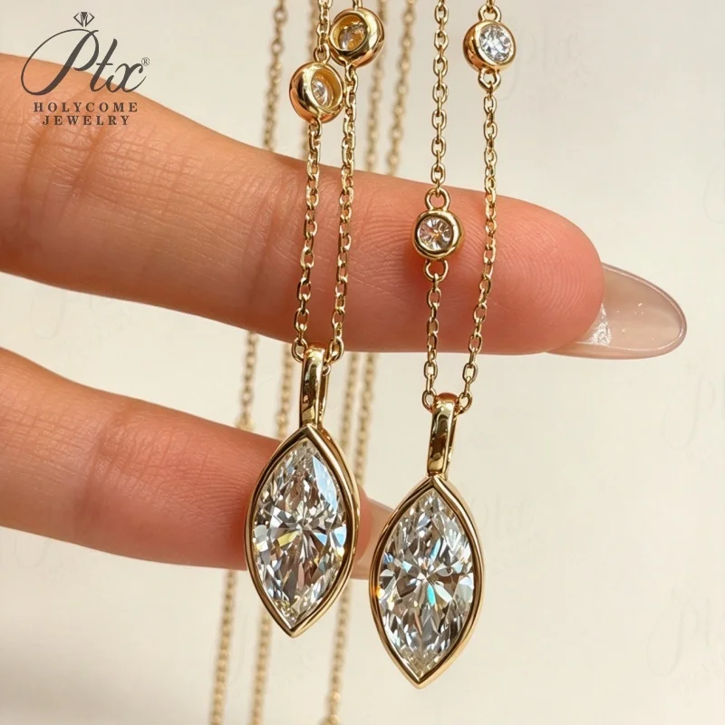 Halskette mit Labor-Diamant-Anhänger, 2 Karat, DEF, VS, runder Schliff, echtes 18K Gold, für Hochzeit, Party, einfache Kette, Charms, Holycome Schmuck – Detail 12
