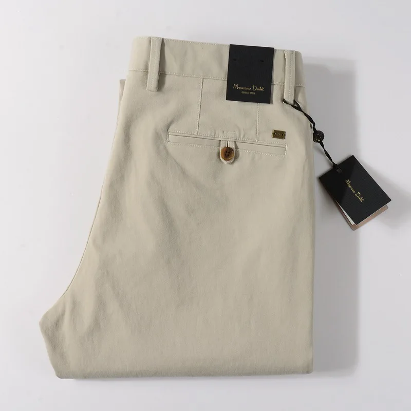Dave&Di Men's wrinkle resistant khaki pants, pure cotton pants, slim fit straight leg business men  Shi casual pants