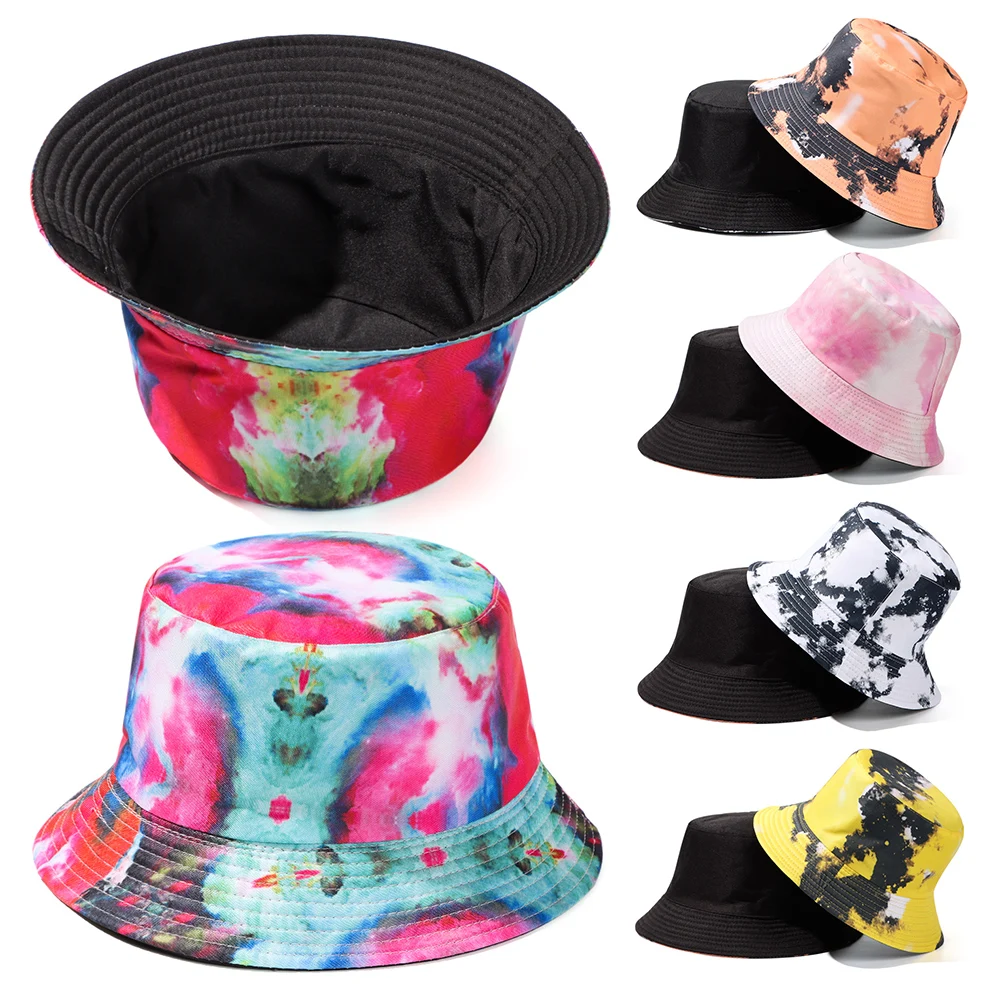 Adult Bucket Hat Fisherman Hat Reversible Fishing Hat Colourful Graffiti Bob Caps Hip Hop Creative Tie Dye Gorros Men Women