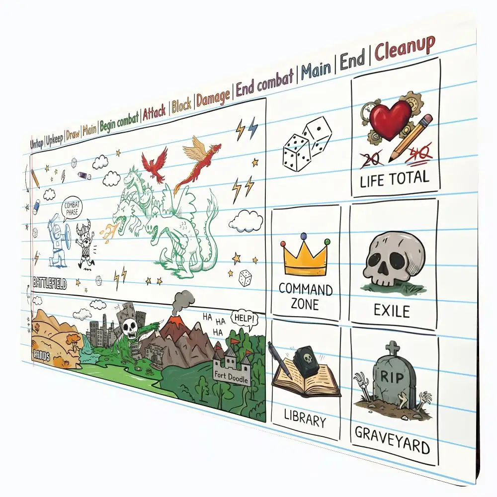 Doodled in Notebook Funny Magic Party Game Mat Durable Rubber for TCG Games 35X60cm Mouse Pad Offices Desk Mats Friendly Design