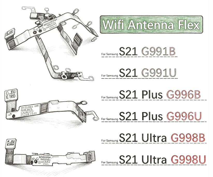 Wifi Antenna Connector Signal Flex Cable For Samsung S21 Plus Ultra G991U G991B G996B G996U G998B G998U