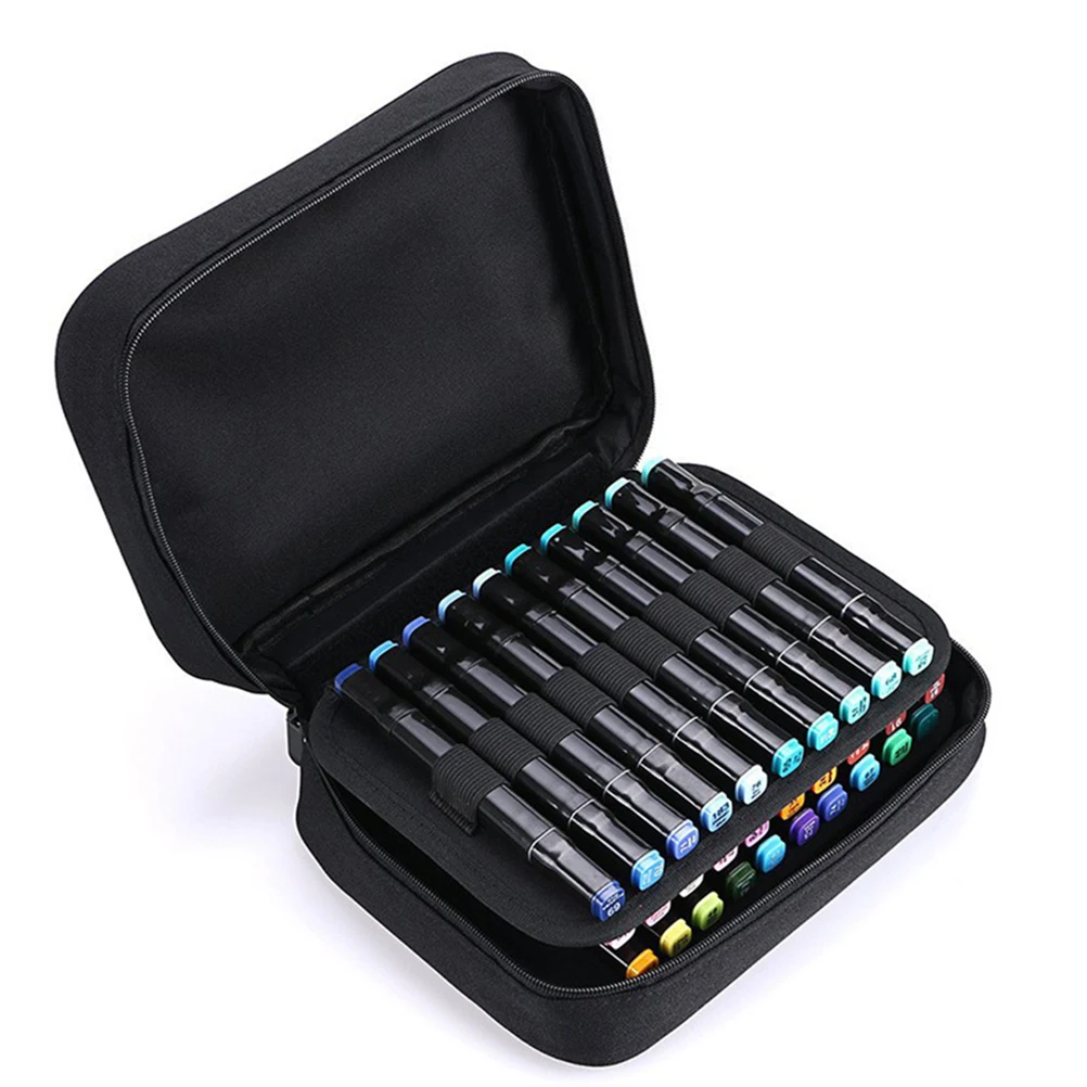 

Oxford Cloth Pen Case Elastic Rings Large Capacity Portable H Smooth Zipper for Marker Art Pencils Storage Bag