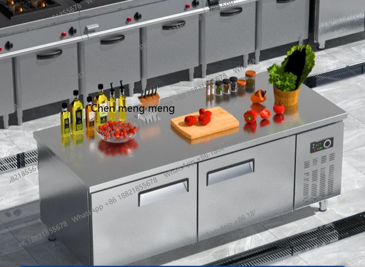 

Commercial refrigeration workbench Commercial freezer Freezing stainless steel console Fresh-keeping refrigerator
