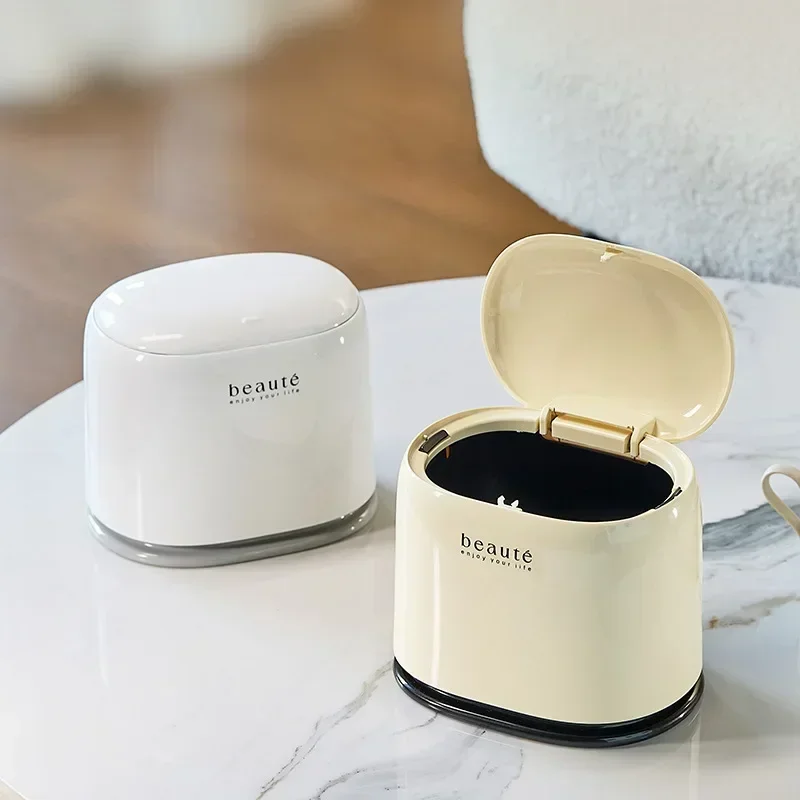 

Container Table Trash Bin Small Trash Can Desktop Waste Bin with Lid Universal Office Organizer Storage Home Garbage Basket