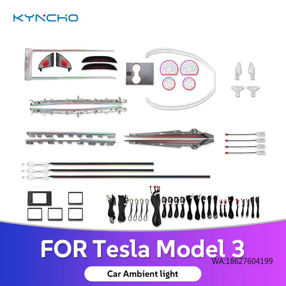 

For Model 3 Symphony LED Car Ambient Light 64 Colors Intelligent Interior Dimmable Lighting Automotive Ambient Lighting
