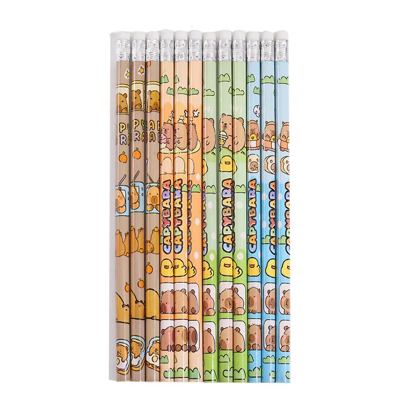 10 sztuk/partia Śliczne ołówki z kreskówkowymi motywami Kawaii, ołówki drewniane HB z gumką w kształcie zwierząt, artykuły papiernicze do szkoły, biura, pisania i rysowania — zdjęcie produktu 7