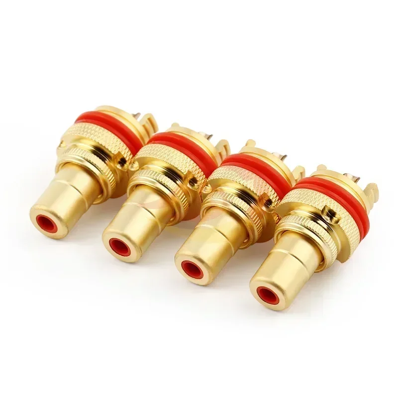 Plug Connector RCA Audio Connector Female Socket Chassis For CMC Connectors Rhodium Plated Copper Jack Copper Plug