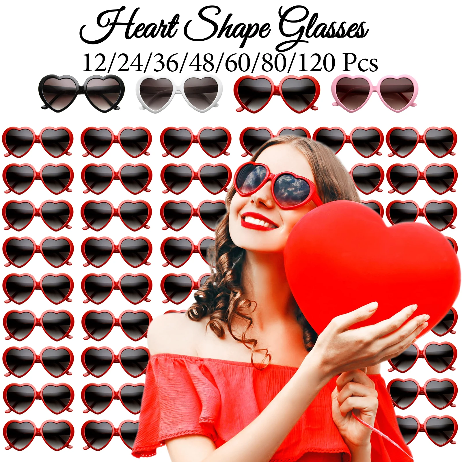 12-120 Pcs Heart Sunglasses for Bachelorette Wedding Party Favor Neon Colors Heart Retro Style Glasses Taylor Swift Party Supply